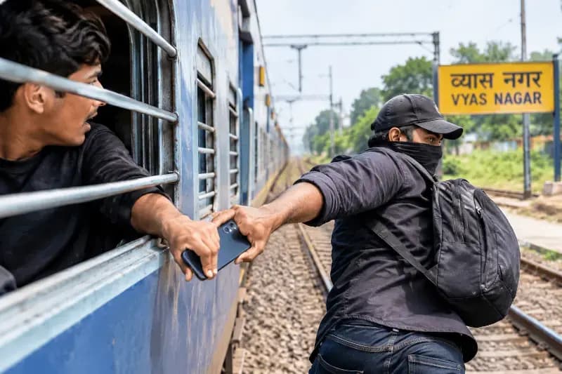 व्यास नगर आउटर पर चलती ट्रेन से युवक का मोबाइल झपटा